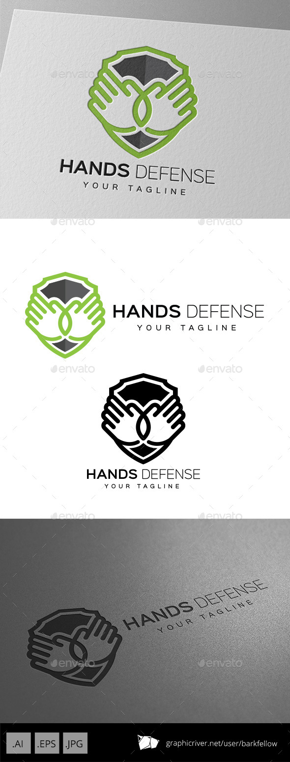 Hands Defense Shield Logo Design - Symbols Logo Templates