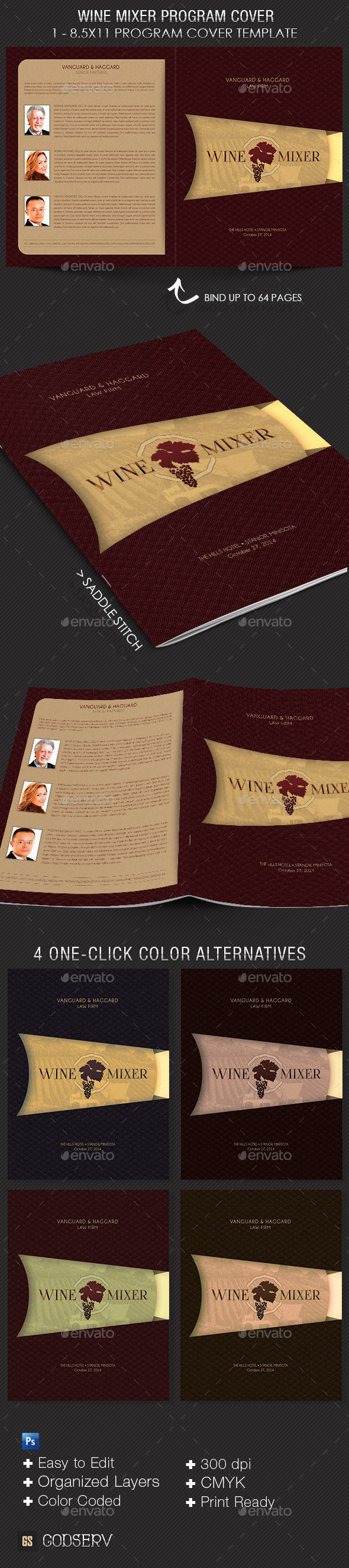 Wine Chocolate Mixer Program Cover Template - Informational Brochures