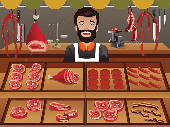Meat Seller in a Farmer Market - Retail Commercial / Shopping