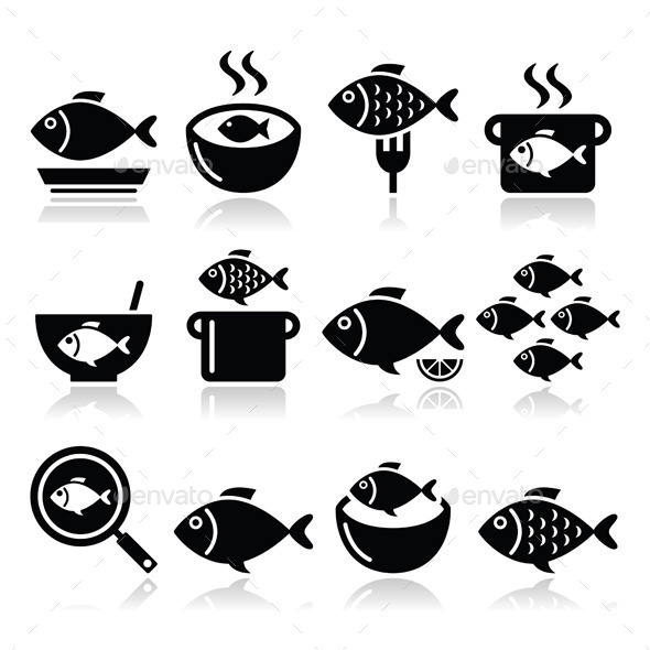 Fish Meals Icons - Food Objects