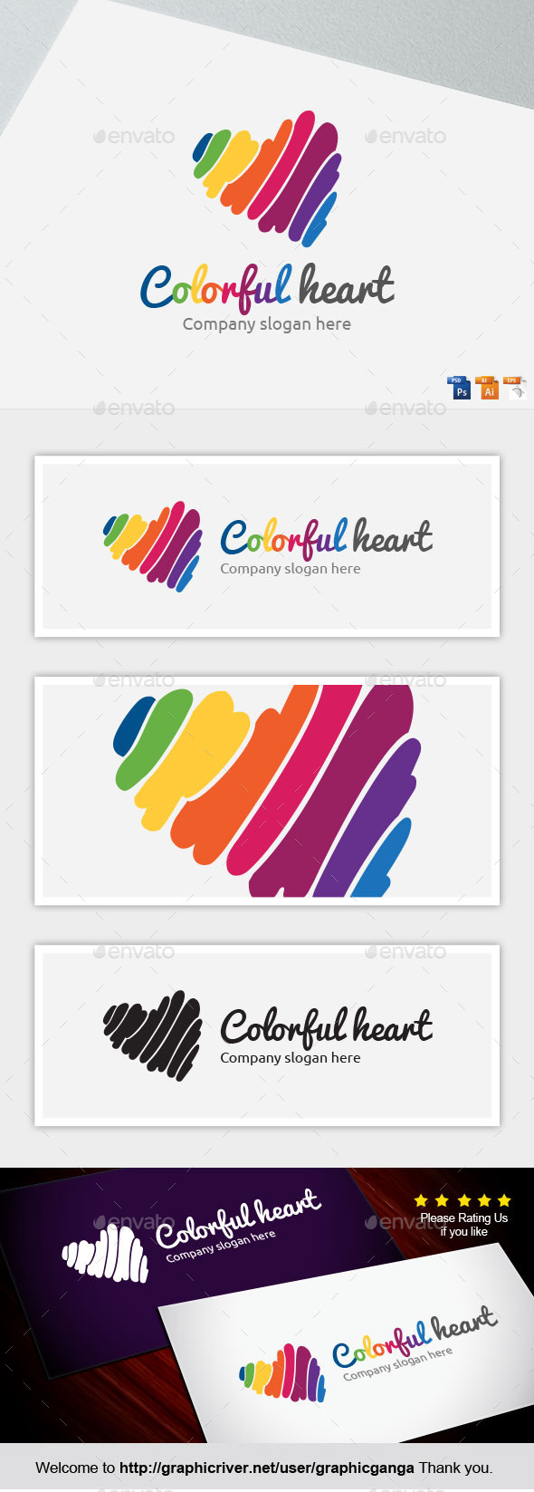 Colorful heart - Abstract Logo Templates