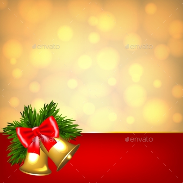 Bells on Golden Background - Christmas Seasons/Holidays