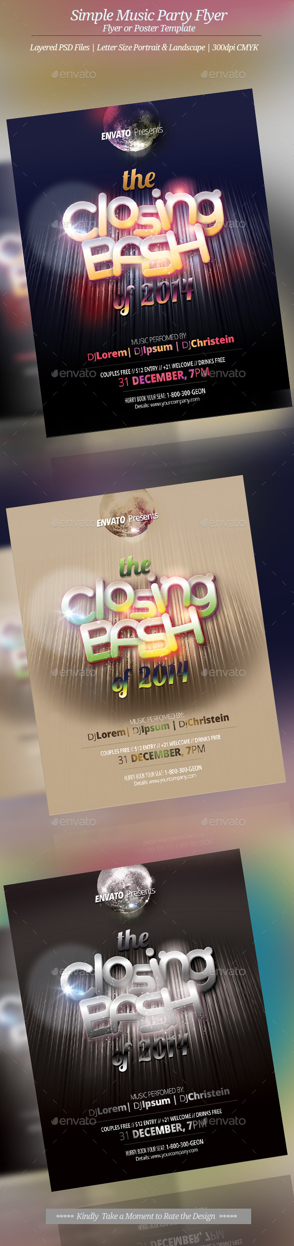 Music Event Flyer or Poster - Clubs & Parties Events