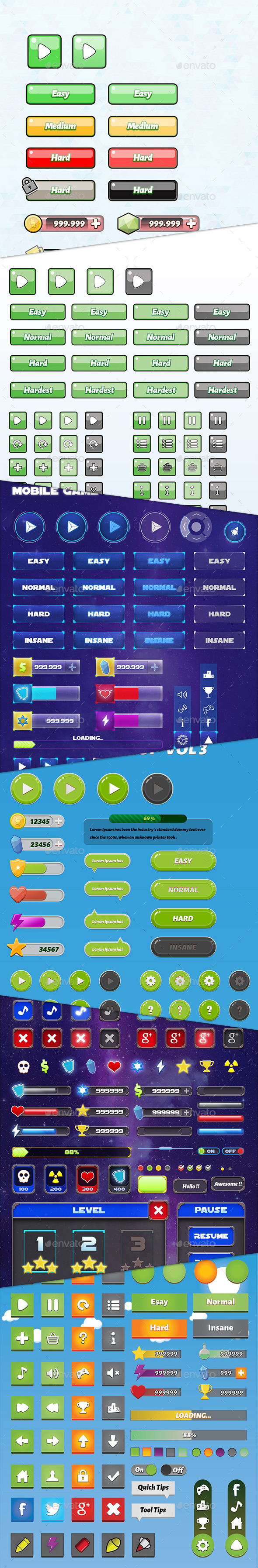 Mobile Game Gui Bundle 01 - User Interfaces Game Assets