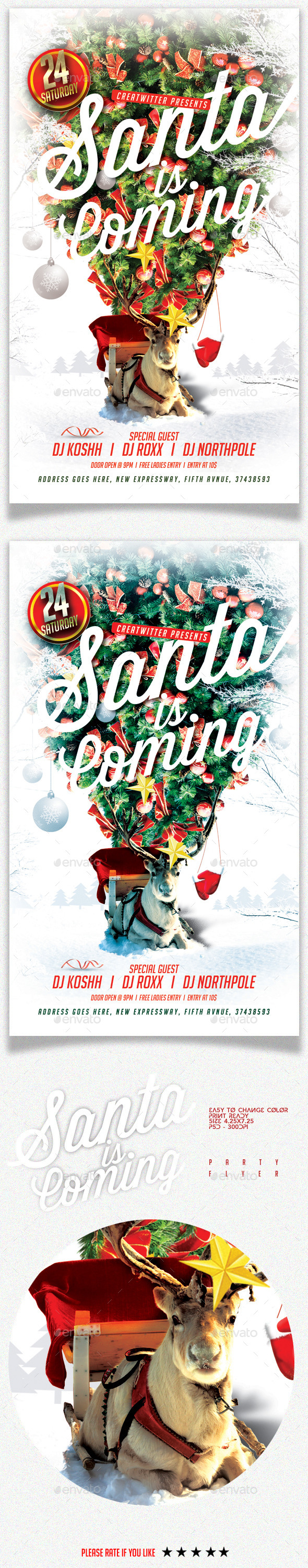 Santa Is Coming Party Flyer - Holidays Events