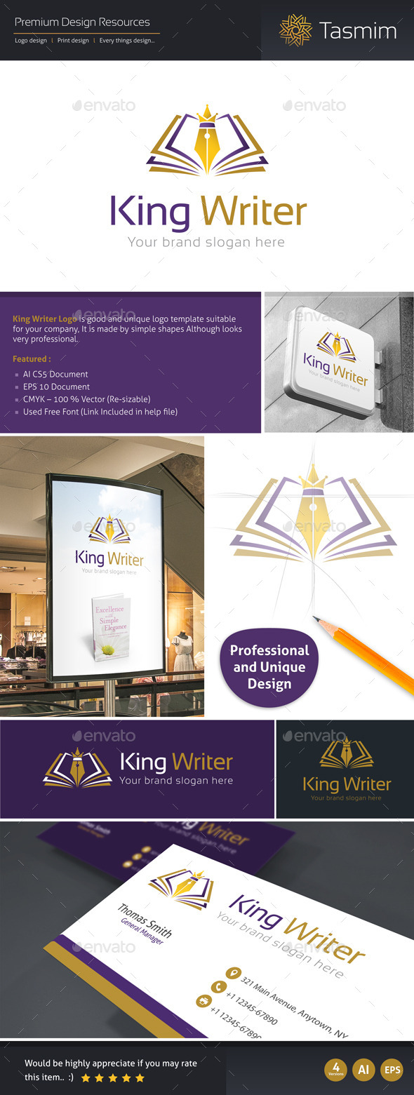 King Writer Logo Template - Objects Logo Templates
