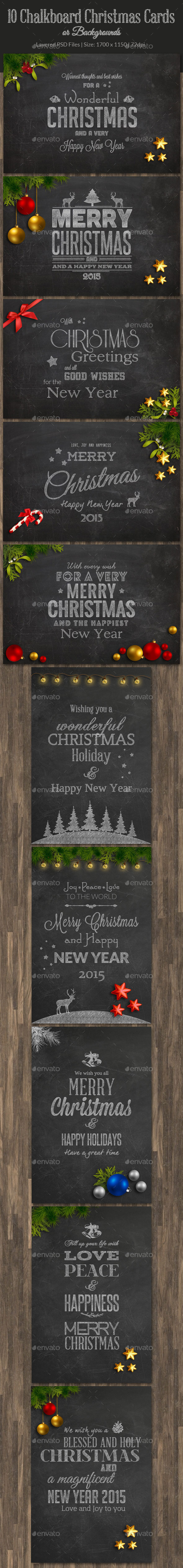 10 Christmas Chalkboard Cards - Backgrounds Graphics