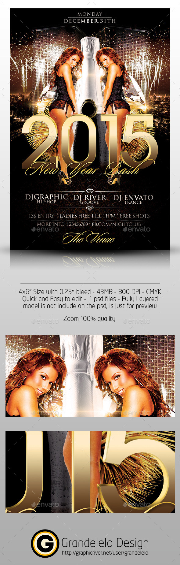 2015 New Year Party Flyer Template - Clubs & Parties Events