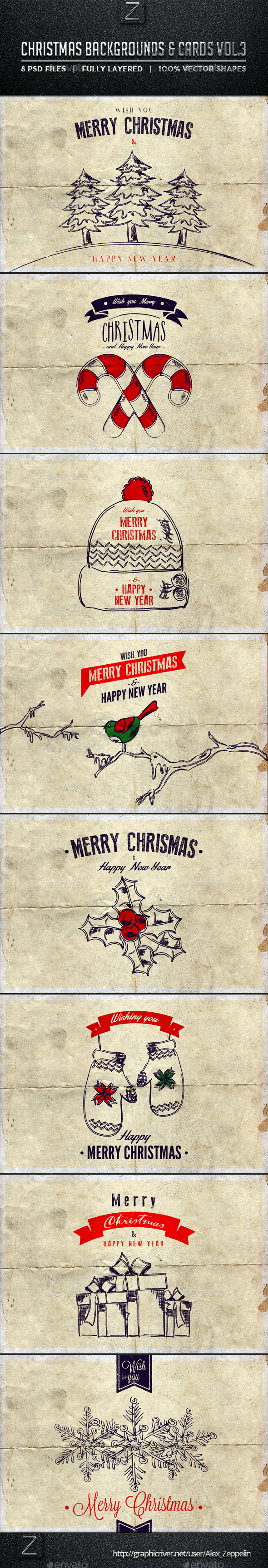 Christmas Backgrounds and Cards Vol.3 - Product Mock-Ups Graphics