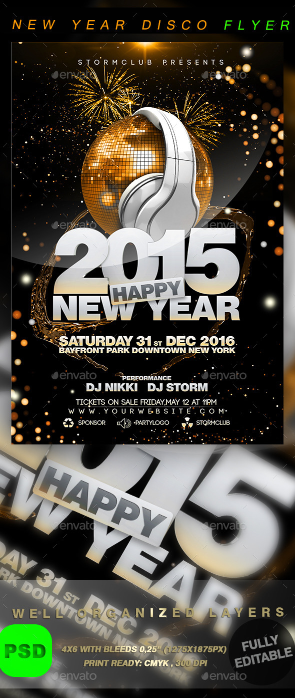 New Year Disco Flyer Template - Events Flyers