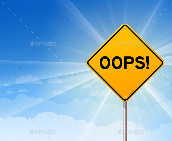 Oops Yellow Sign on Blue Sky - Travel Conceptual