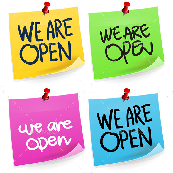 We Are Open Sticky Note - Commercial / Shopping Conceptual