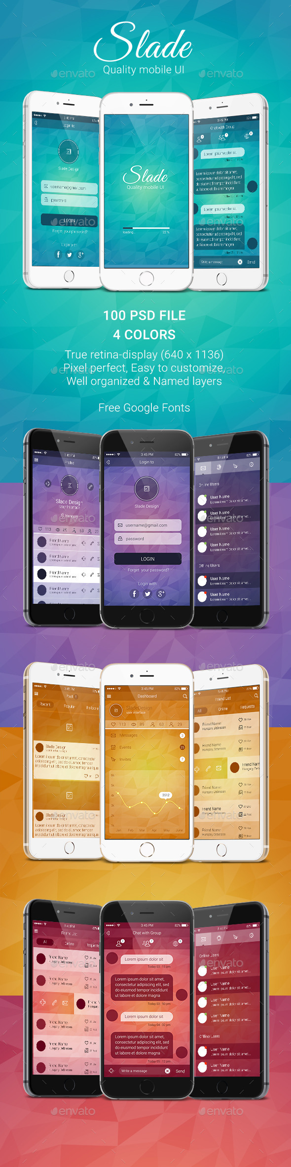 Slade Quality Mobile UI Pack - User Interfaces Web Elements