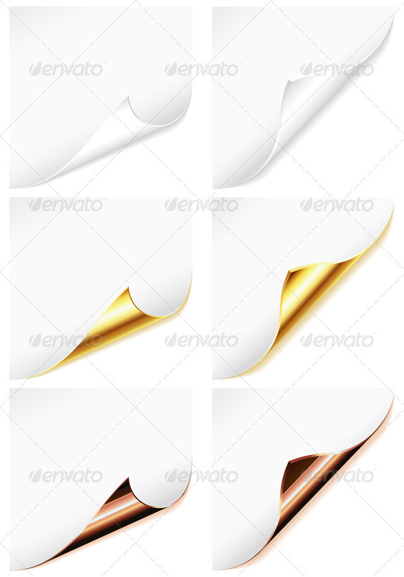 Collection Blank Sheet of Paper with Curved Corner - Borders Decorative