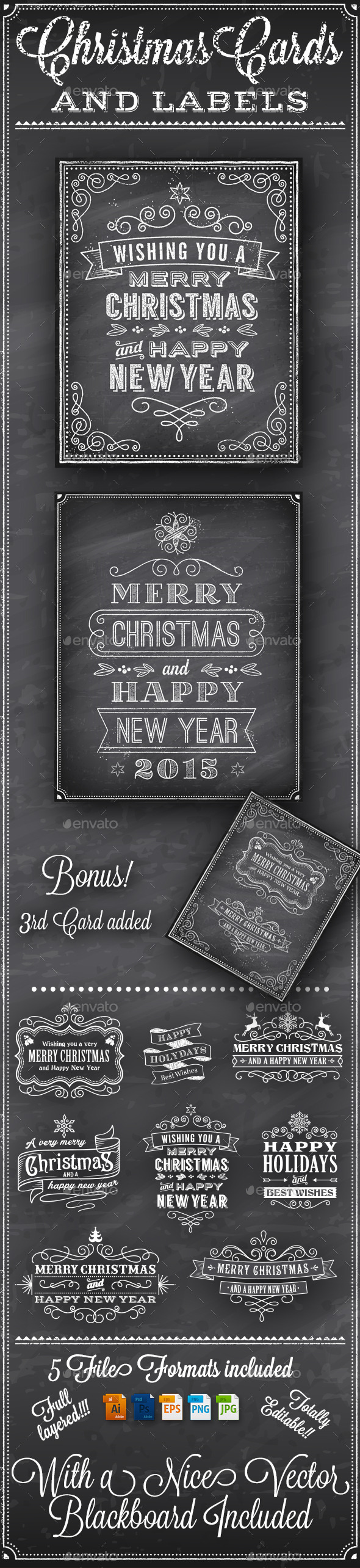 Christmas Vector Chalkboard Labels - Christmas Seasons/Holidays