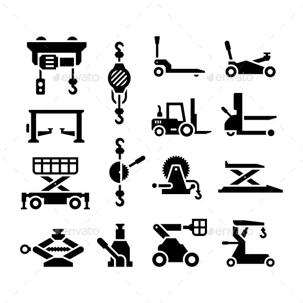 Set Icons of Lifting Equipment - Man-made objects Objects