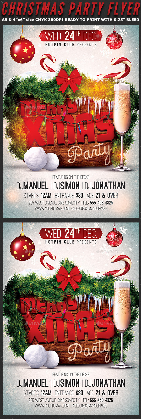 Merry Christmas Party Flyer Template - Holidays Events