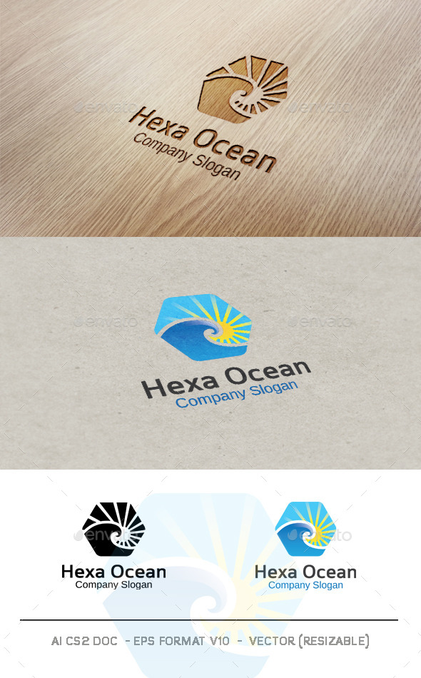 Hexa Ocean Logo - Nature Logo Templates