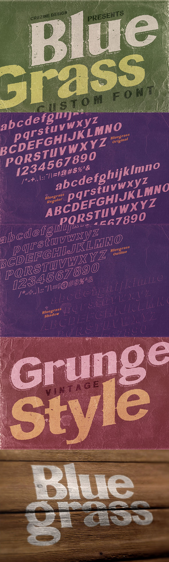 Bluegrass Custom Font - Grunge Decorative