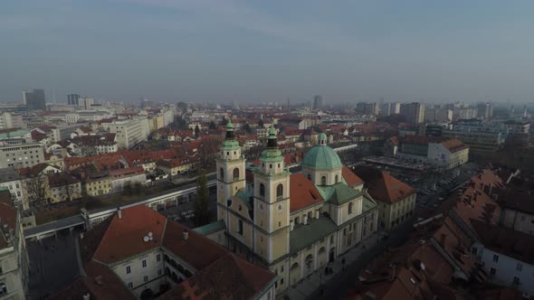 Ljubljana Cathedral seen from above alt
