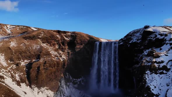 Aerial View of Skogafoss Waterfall in Iceland alt