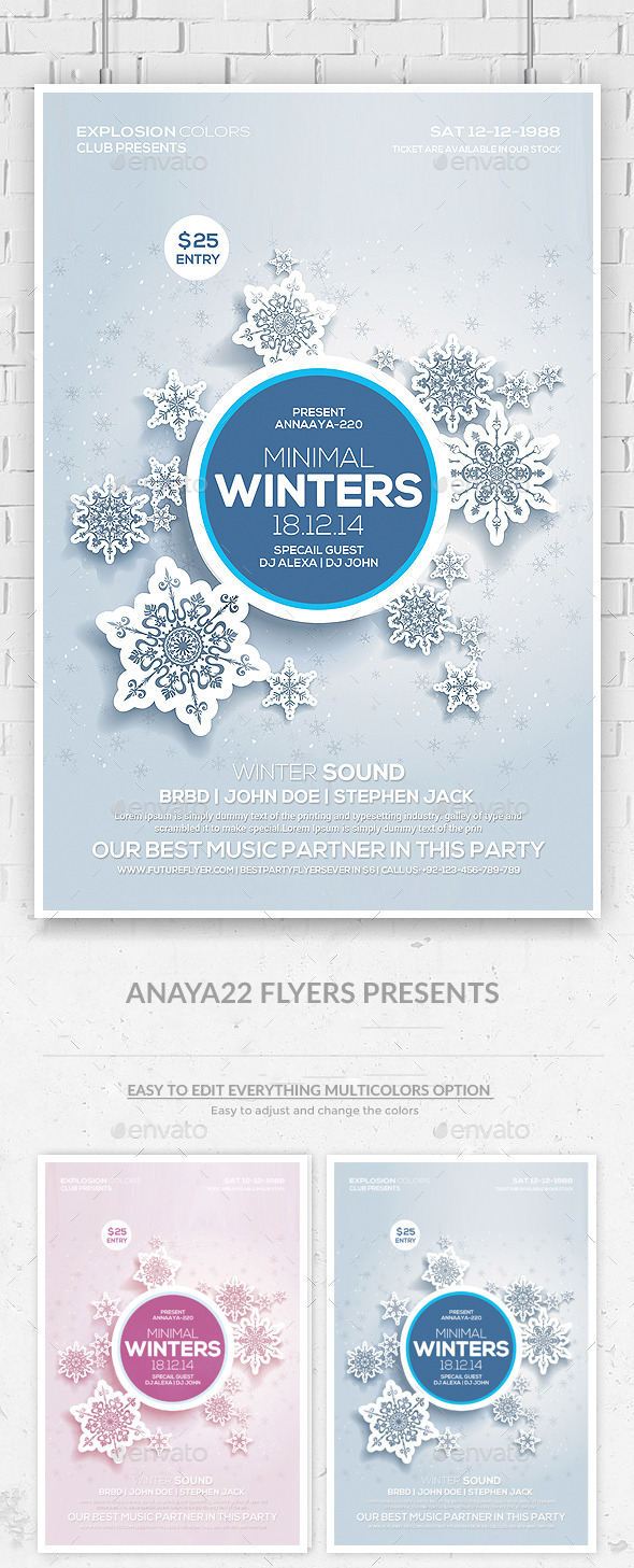 Winter Sound Party Flyer Template - Clubs & Parties Events