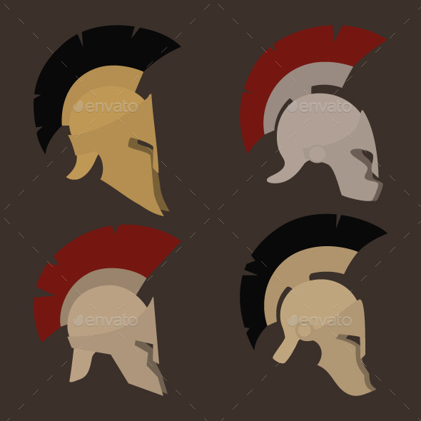 Four Antique Helmets - Man-made Objects Objects