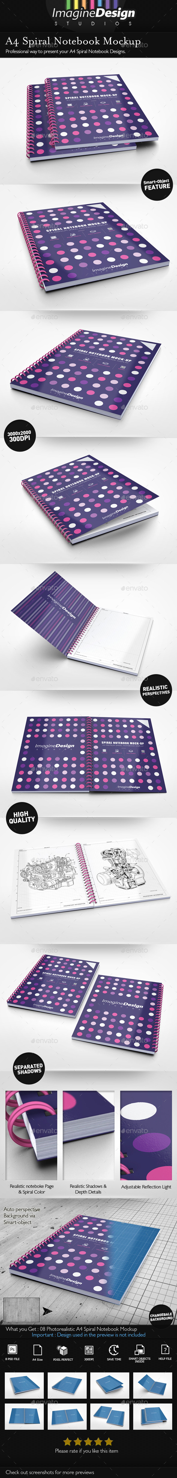 A4 Spiral Notebook Mockup - Print Product Mock-Ups