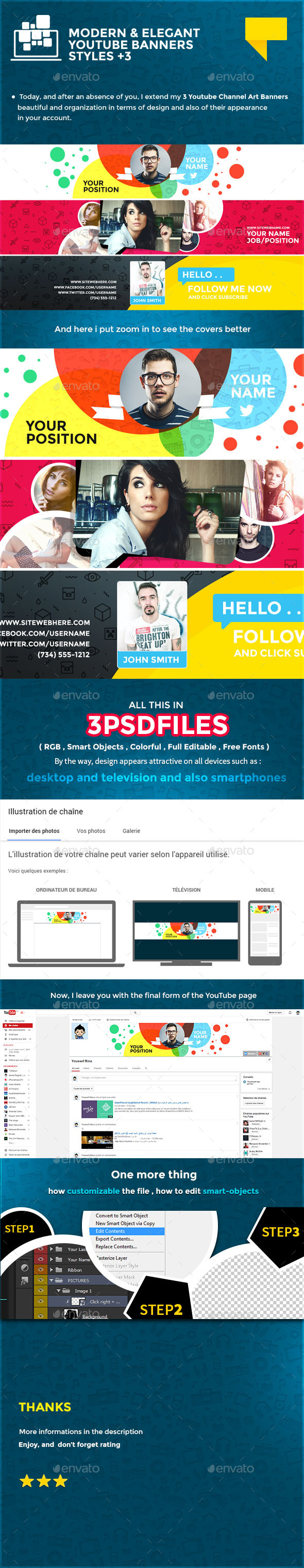 3 Elegant Youtube Banners - YouTube Social Media