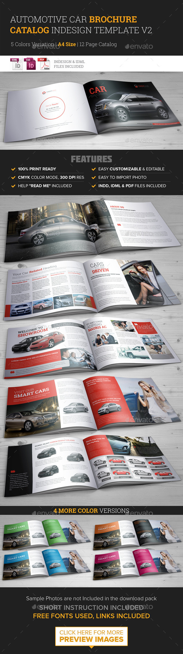Automotive Car Brochure Catalog InDesign Template - Catalogs Brochures