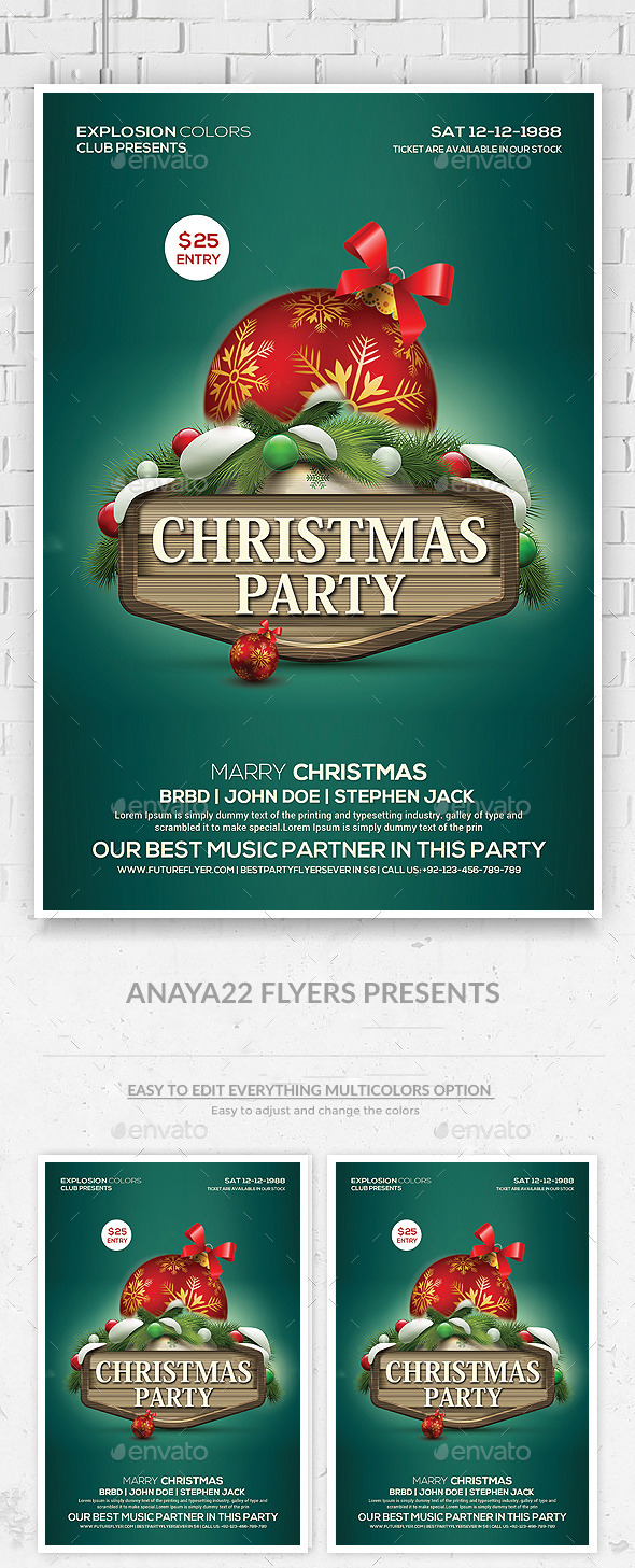 Christmas Party Flyer Psd Template - Clubs & Parties Events
