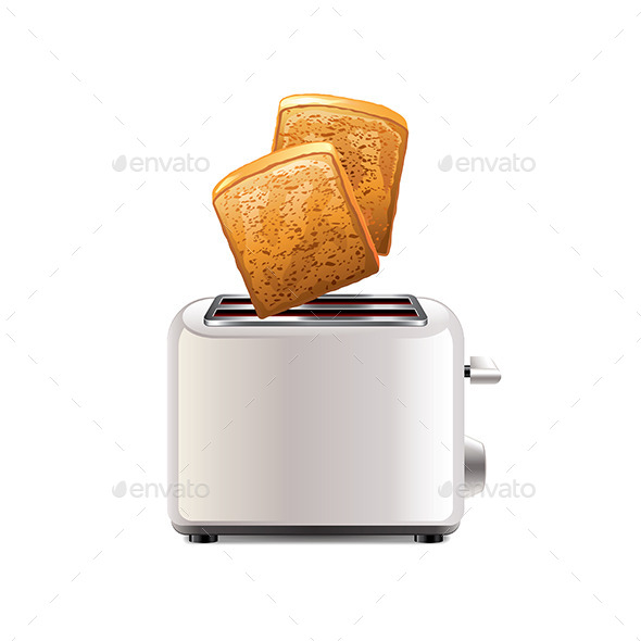 Toaster with Toast - Food Objects