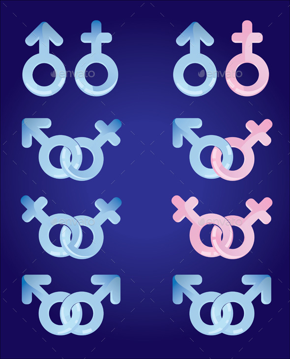 Male and Female Signs Set - Decorative Symbols Decorative