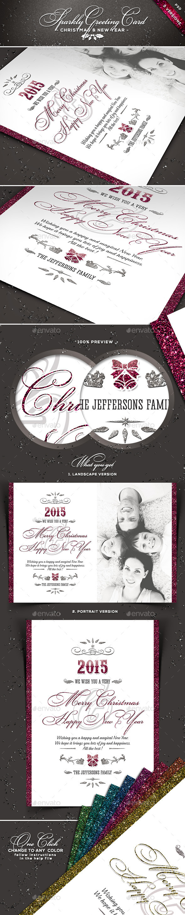Sparkly Christmas Greeting Cards - Holiday Greeting Cards