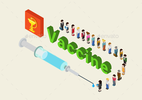 Flat 3D Isometric Medical Vaccine Cure - Health/Medicine Conceptual