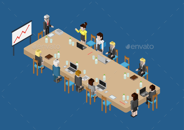 Flat 3D Web Isometric Business Meeting - Concepts Business