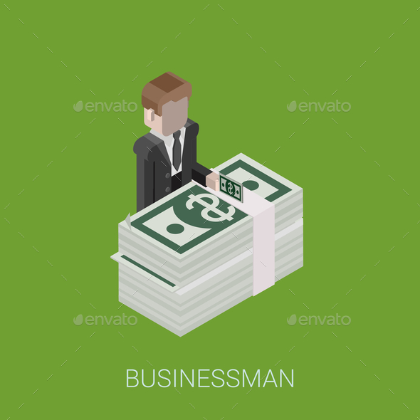 Flat 3D Isometric Billionaire - Concepts Business