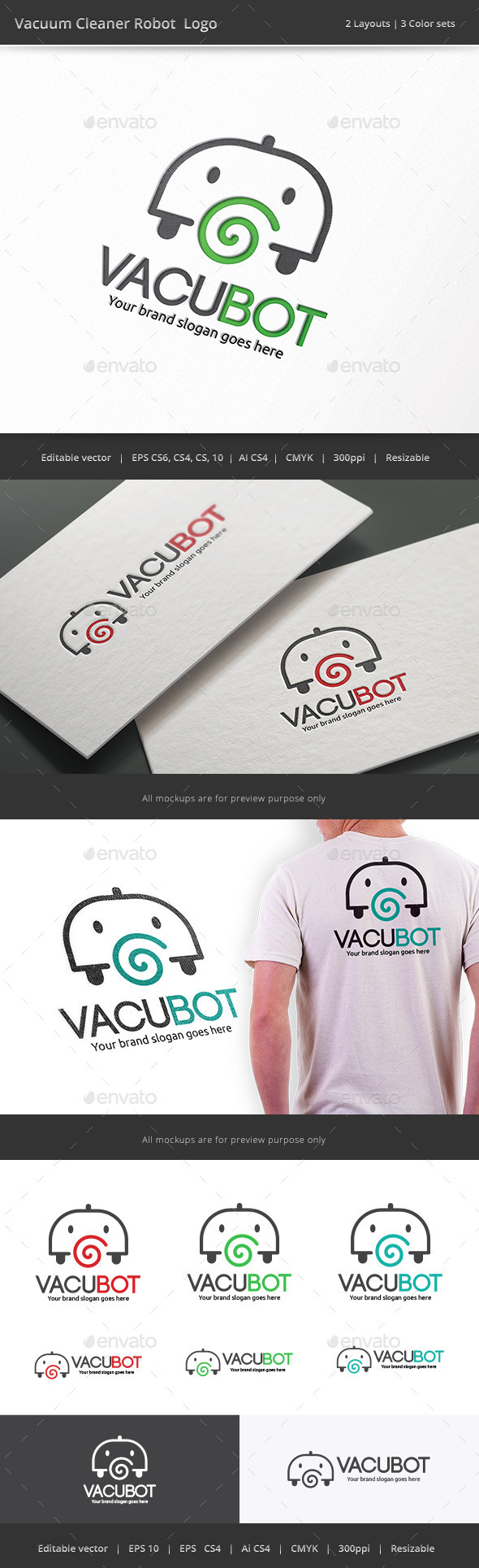Vacuum Cleaner Robot Logo - Objects Logo Templates