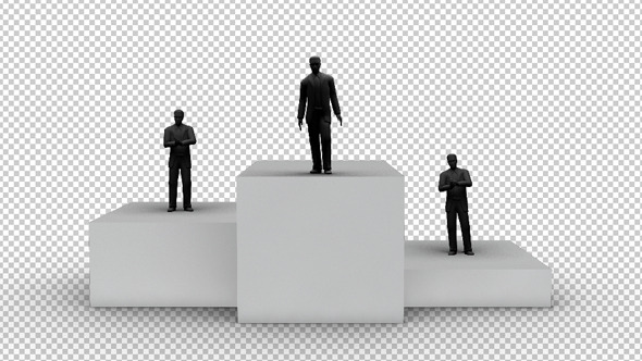 Tiny People Standing On a Podium