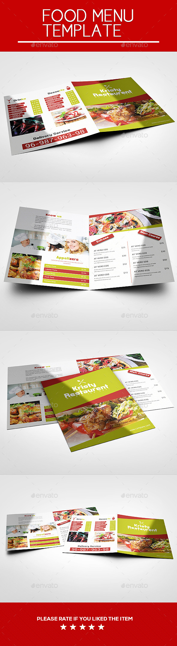 Colorful Food Menu - Food Menus Print Templates