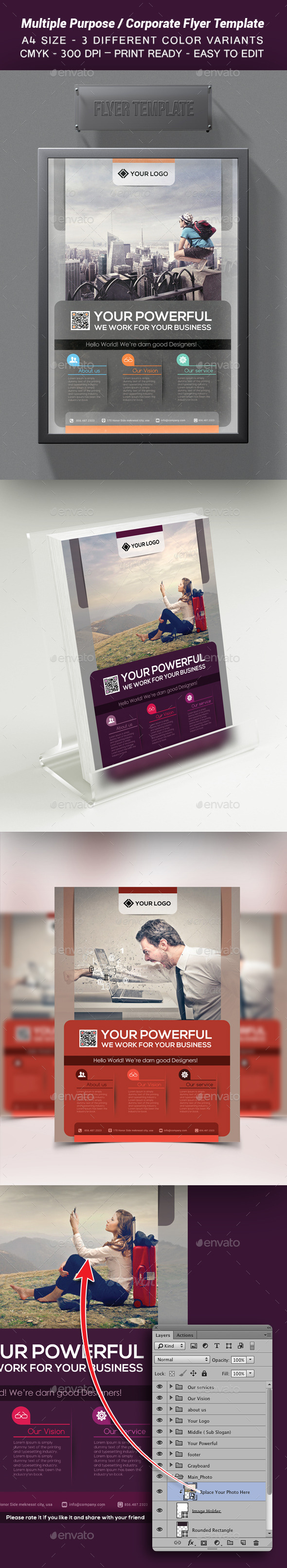 Multiple Purpose / Corporate Flyer Template - Corporate Business Cards