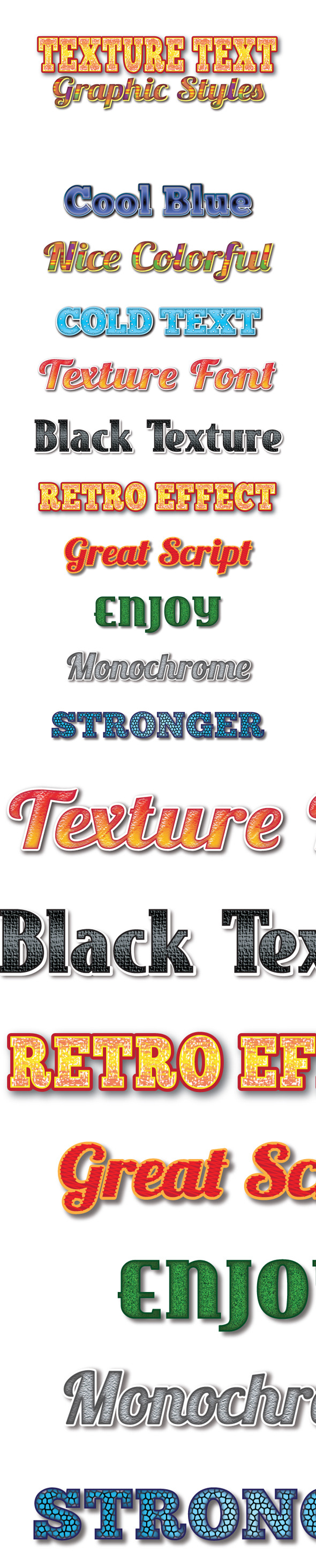 Texture Text Graphic Styles for Ai - Styles Illustrator