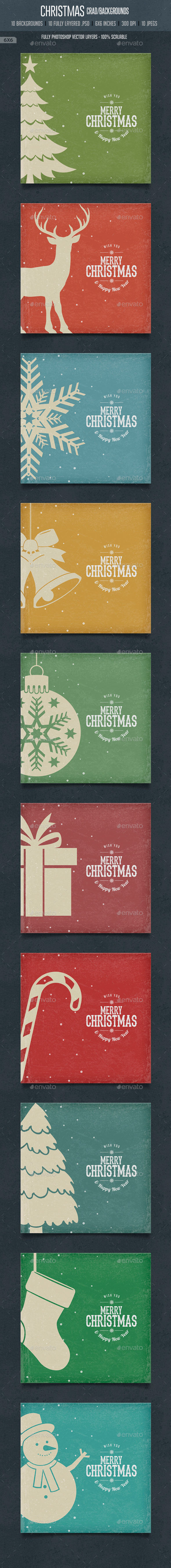 Vintage Christmas Square Cards / Backgrounds