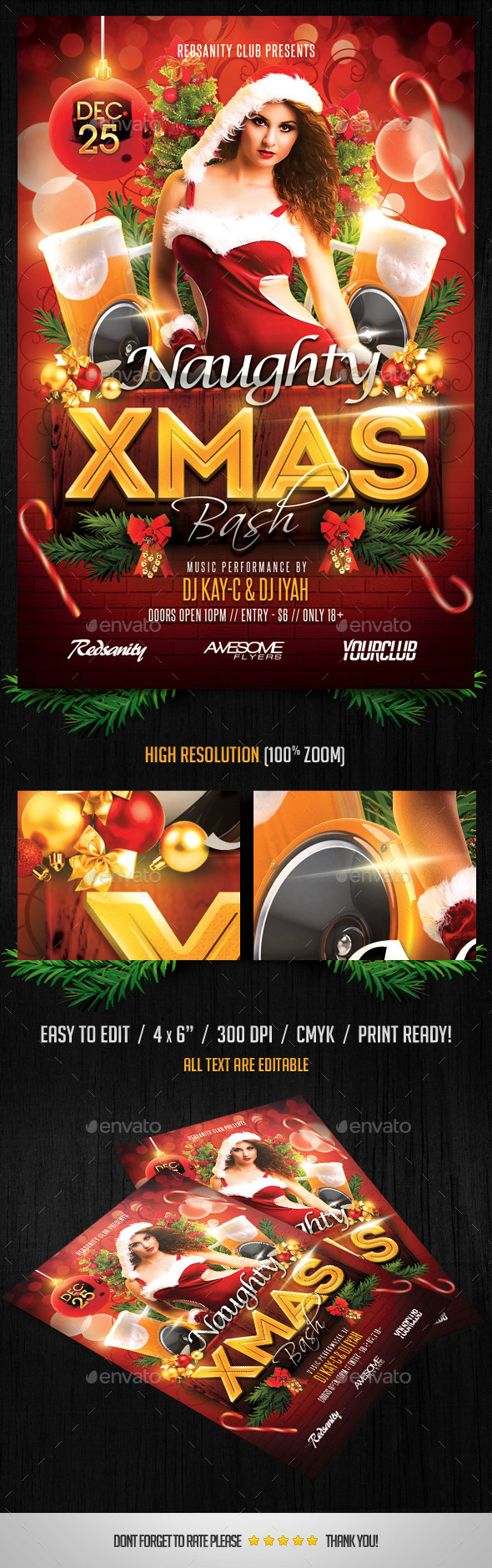 Naughty Xmas Bash Flyer - Holidays Events