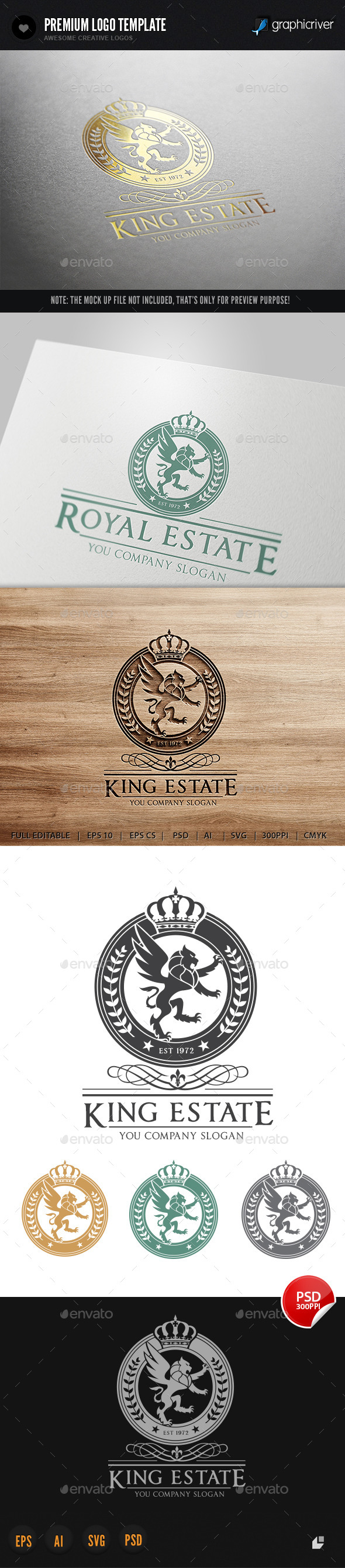 King Real Estate - Crests Logo Templates