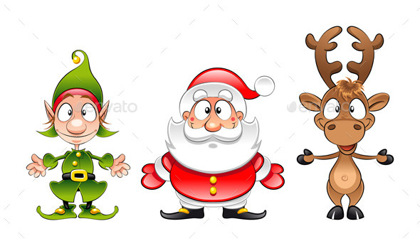 Santa Claus, Elf and Reindeer - Christmas Seasons/Holidays