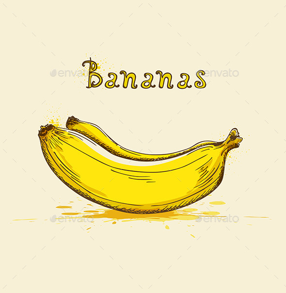 Yellow Ripe Bananas - Food Objects