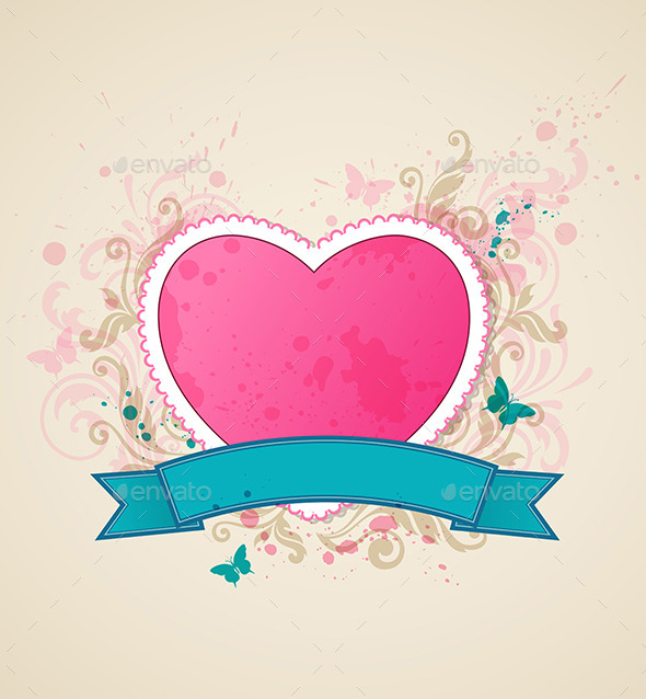 Background with Pink Heart - Valentines Seasons/Holidays