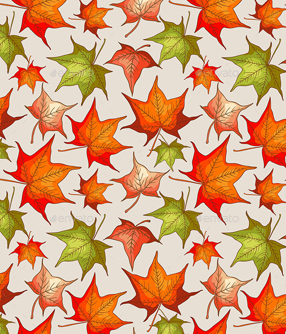 Seamless Pattern with Autumn Leaves - Patterns Decorative