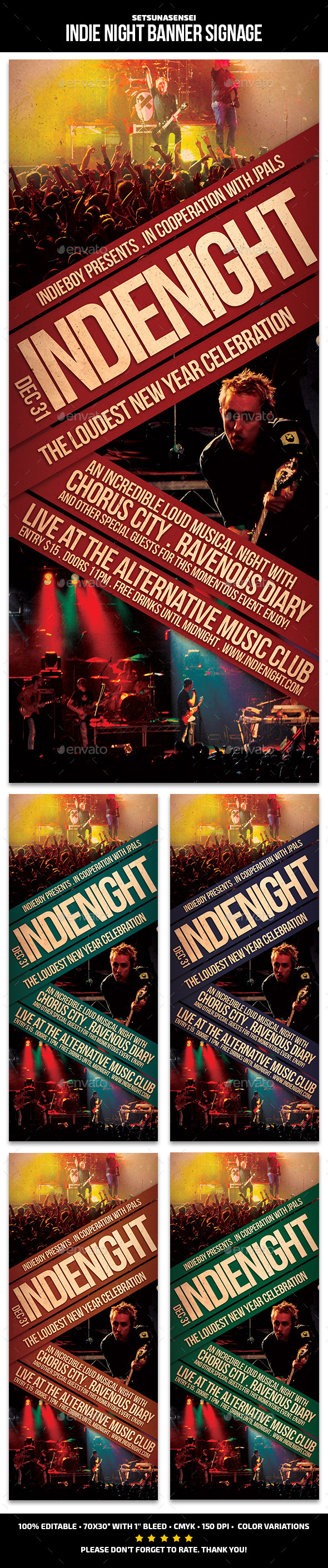 Indie Night Banner Signage - Signage Print Templates
